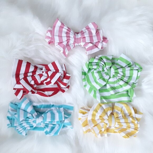 Baby Girls Summer Striped Headbands Brand New Toddler Girls 5 Pack - Picture 2 of 5